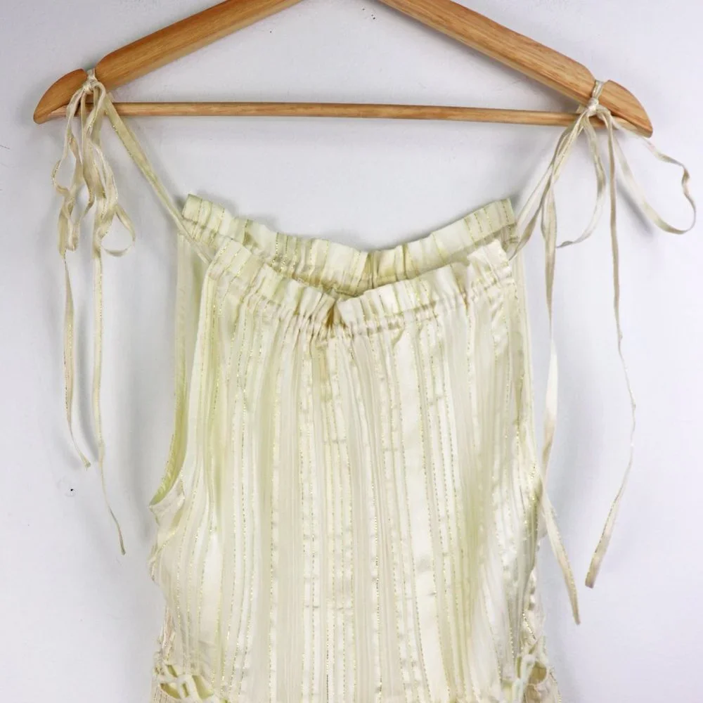 LOVERS + FRIENDS *NWT* Thistle Mini Dress in Ivory Gold Metallic Accents XXS - Picture 7 of 8